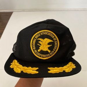NRA vintage mesh flat billed cap hat black/yellow